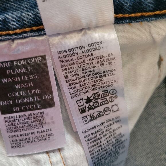 LEVI’S 501 Distressed Blue Denim Jean Shorts - Picture 6 of 11